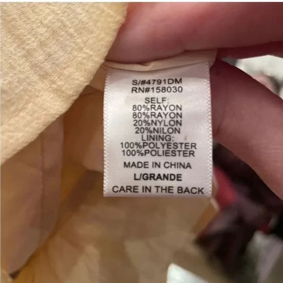 NEW CREAM PEACH GAUZY TIERED LACE"LOVE TREE" DRESS SIZE LARGE - Picture 3 of 14